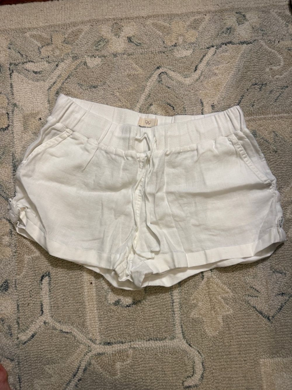 Banana Republic White Linen Drawstring Athletic Shorts